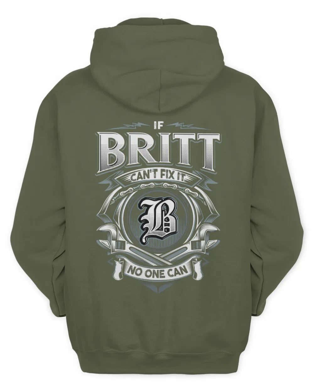 BRITT AP81-K4-626 - Personalized Ahmed Quote Apparel “If Ahmed Can't Fix It, No One Can” - Unisex Hoodie - Military Green