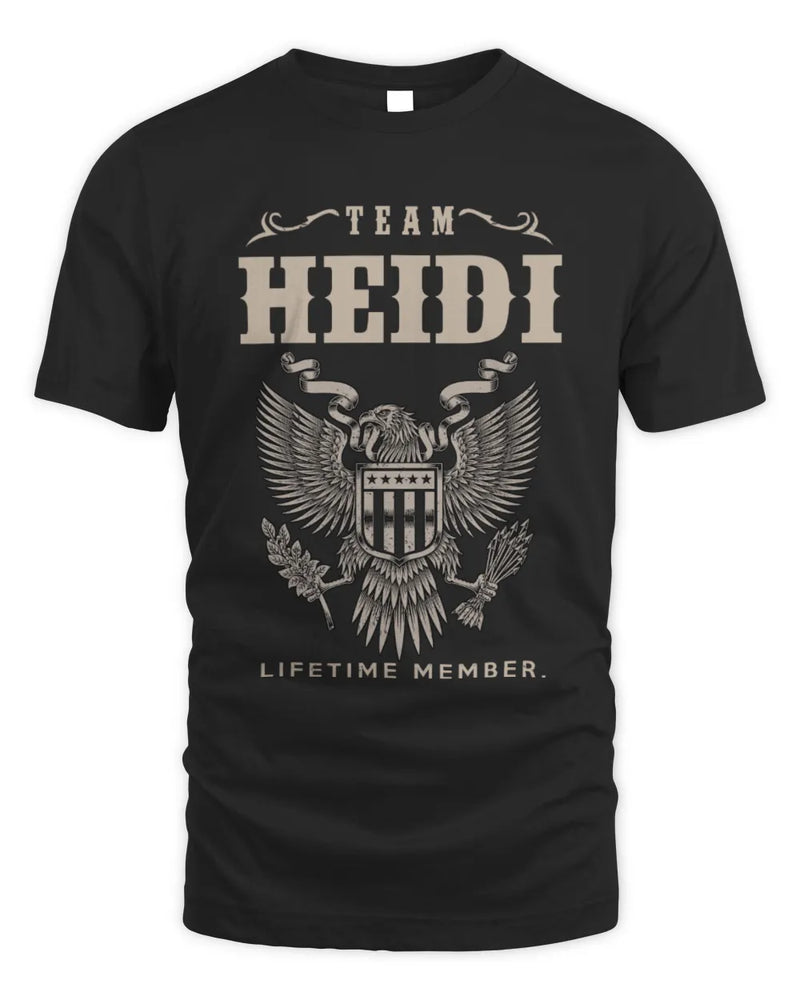 HEIDI TP06-K82 – Personalized Classic Style Apparel “Team NAME Lifetime Member” - Unisex Standard T-Shirt - Black