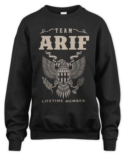 ARIF TP06-K82 – Personalized Classic Style Apparel “Team NAME Lifetime Member” - Unisex Sweatshirt - Black