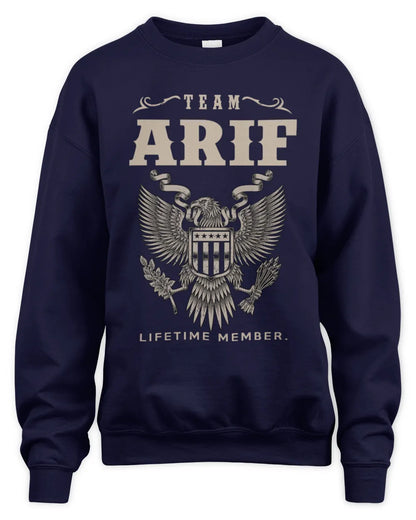 ARIF TP06-K82 – Personalized Classic Style Apparel “Team NAME Lifetime Member” - Unisex Sweatshirt - Navy
