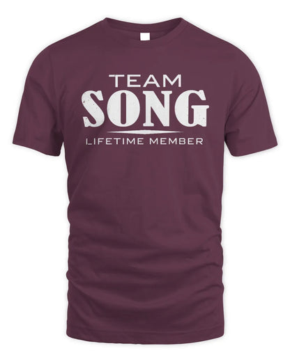 SONG BL62-K4-128 - Personalized “Team NAME Lifetime Member” - Unisex Standard T-Shirt - Maroon