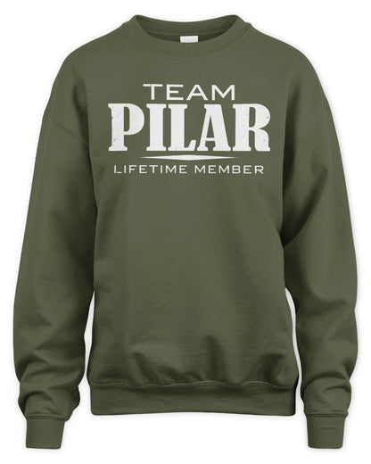 PILAR BL62-K4-128 - Personalized “Team NAME Lifetime Member” - Unisex Sweatshirt - Military Green