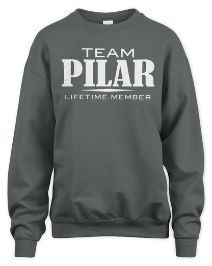 PILAR BL62-K4-128 - Personalized “Team NAME Lifetime Member” - Unisex Sweatshirt - Charcoal