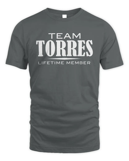 TORRES BL62-K4-128 - Personalized “Team NAME Lifetime Member” - Unisex Standard T-Shirt - Charcoal