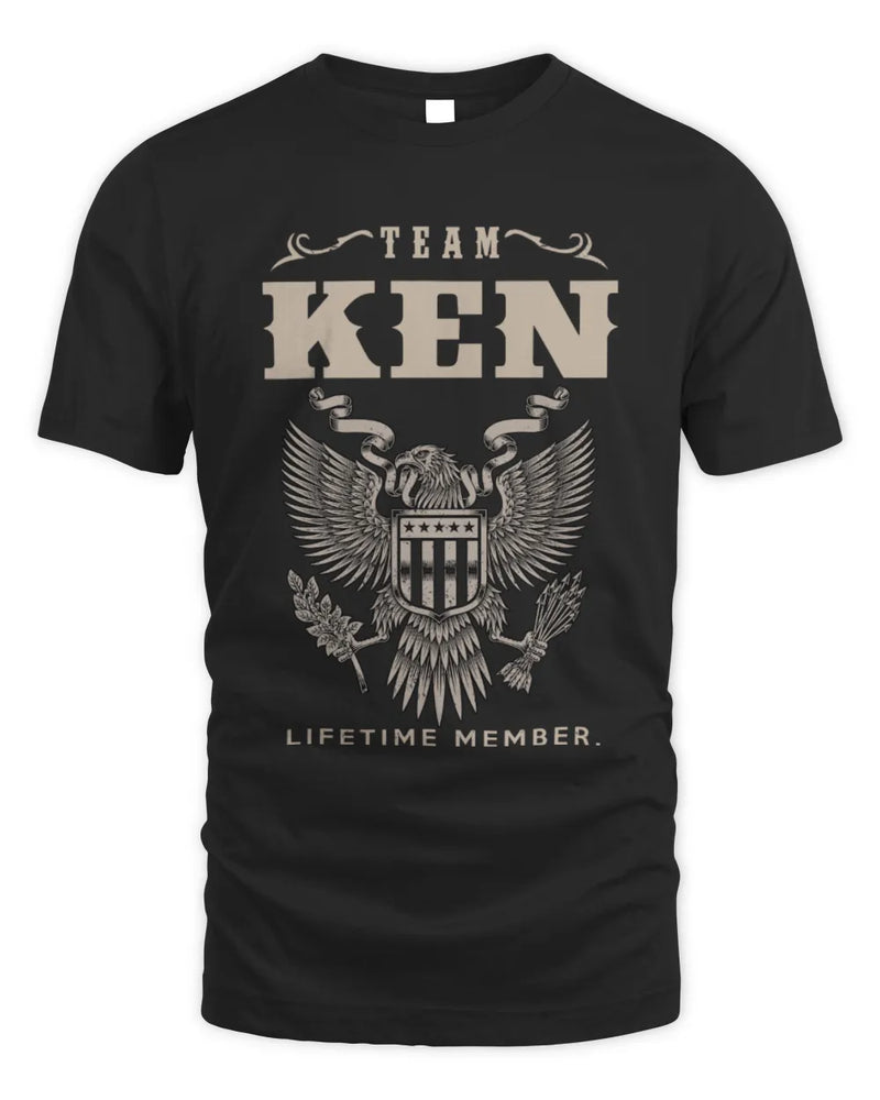 KEN TP06-K82 – Personalized Classic Style Apparel “Team NAME Lifetime Member” - Unisex Standard T-Shirt - Black
