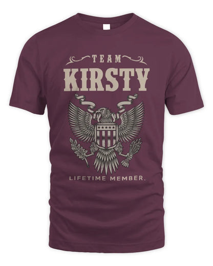 KIRSTY TP06-K82 – Personalized Classic Style Apparel “Team NAME Lifetime Member” - Unisex Standard T-Shirt - Maroon