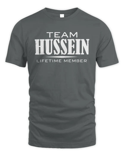 HUSSEIN BL62-K4-128 - Personalized “Team NAME Lifetime Member” - Unisex Standard T-Shirt - Charcoal