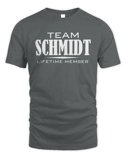 SCHMIDT BL62-K4-128 - Personalized “Team NAME Lifetime Member” - Unisex Standard T-Shirt - Charcoal