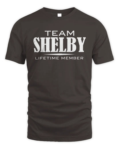 SHELBY BL62-K4-128 - Personalized “Team NAME Lifetime Member” - Unisex Standard T-Shirt - Dark Chocolate