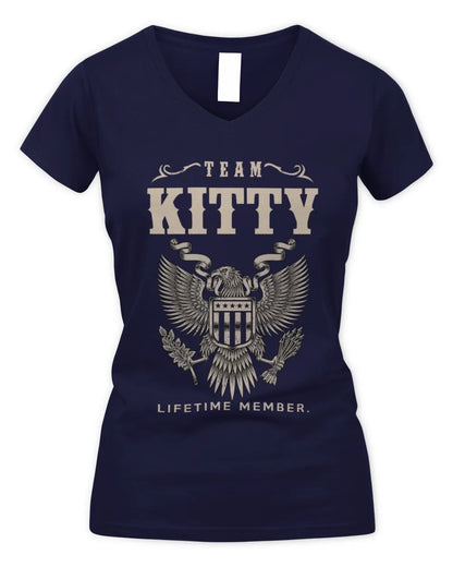 KITTY TP06-K82 – Personalized Classic Style Apparel “Team NAME Lifetime Member” - Women's V-Neck T-Shirt - Navy