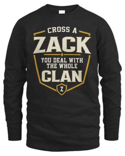 ZACK NT1-K008 Cross A/An NAME, You Deal With the Whole Clan | Personalized Vintage T-Shirt - Men's Long Sleeved T-Shirt - Black