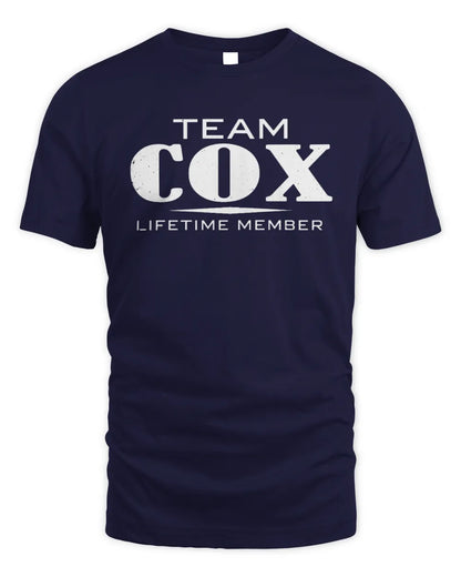 COX BL62-K4-128 - Personalized “Team NAME Lifetime Member” - Unisex Standard T-Shirt - Navy