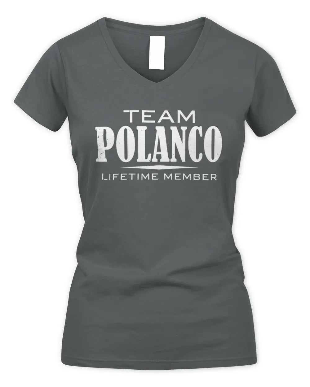 POLANCO BL62-K4-128 - Personalized “Team NAME Lifetime Member” - Women's V-Neck T-Shirt - Charcoal