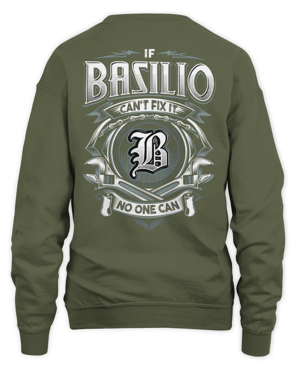 BASILIO AP81-K4-626 - Personalized Ahmed Quote Apparel “If Ahmed Can't Fix It, No One Can” - Unisex Sweatshirt - Military Green