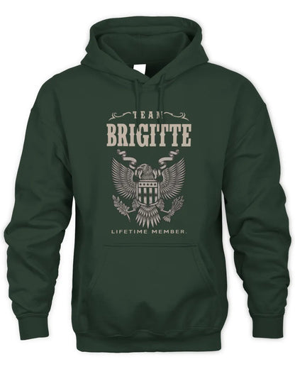 BRIGITTE TP06-K82 – Personalized Classic Style Apparel “Team NAME Lifetime Member” - Unisex Hoodie - Forest Green