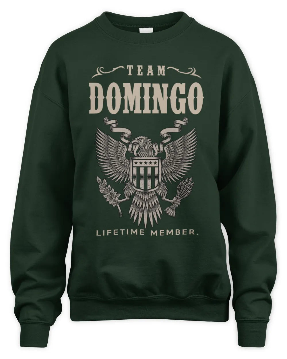 DOMINGO TP06-K82 – Personalized Classic Style Apparel “Team NAME Lifetime Member” - Unisex Sweatshirt - Forest Green