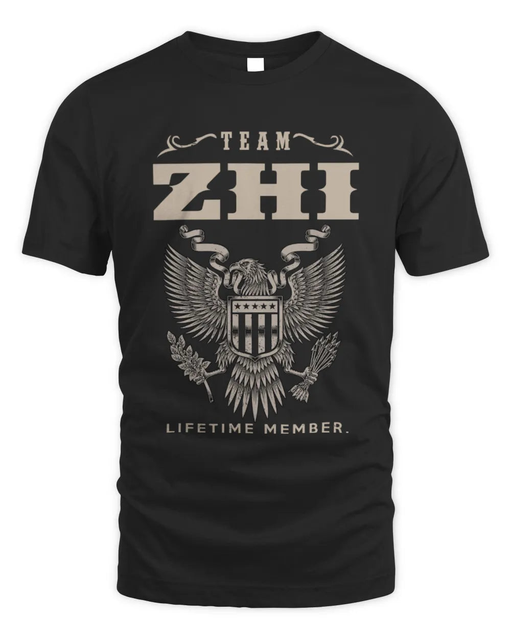 ZHI TP06-K82 – Personalized Classic Style Apparel “Team NAME Lifetime Member” - Unisex Standard T-Shirt - Black