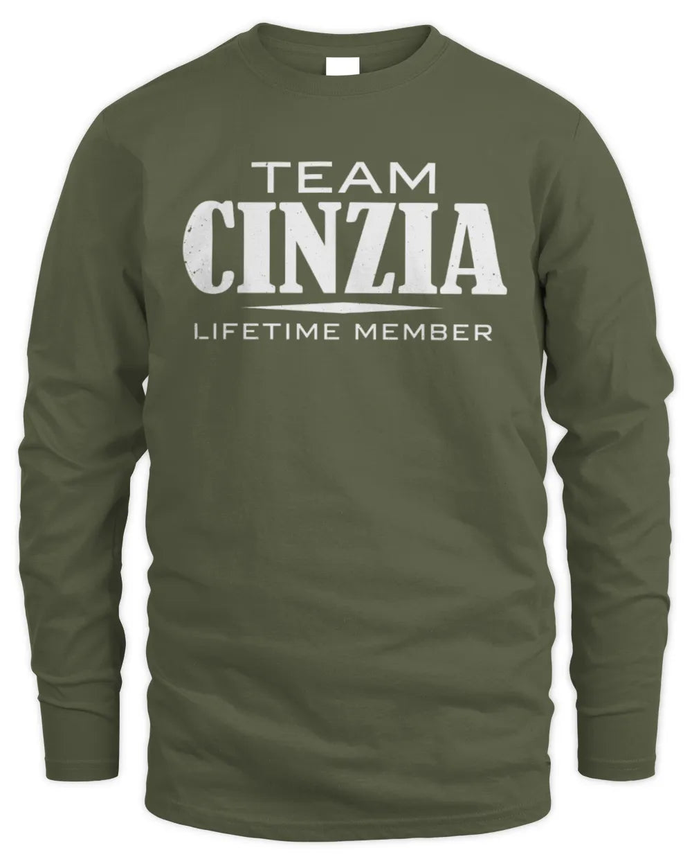 CINZIA BL62-K4-128 - Personalized “Team NAME Lifetime Member” - Men's Long Sleeved T-Shirt - Military Green