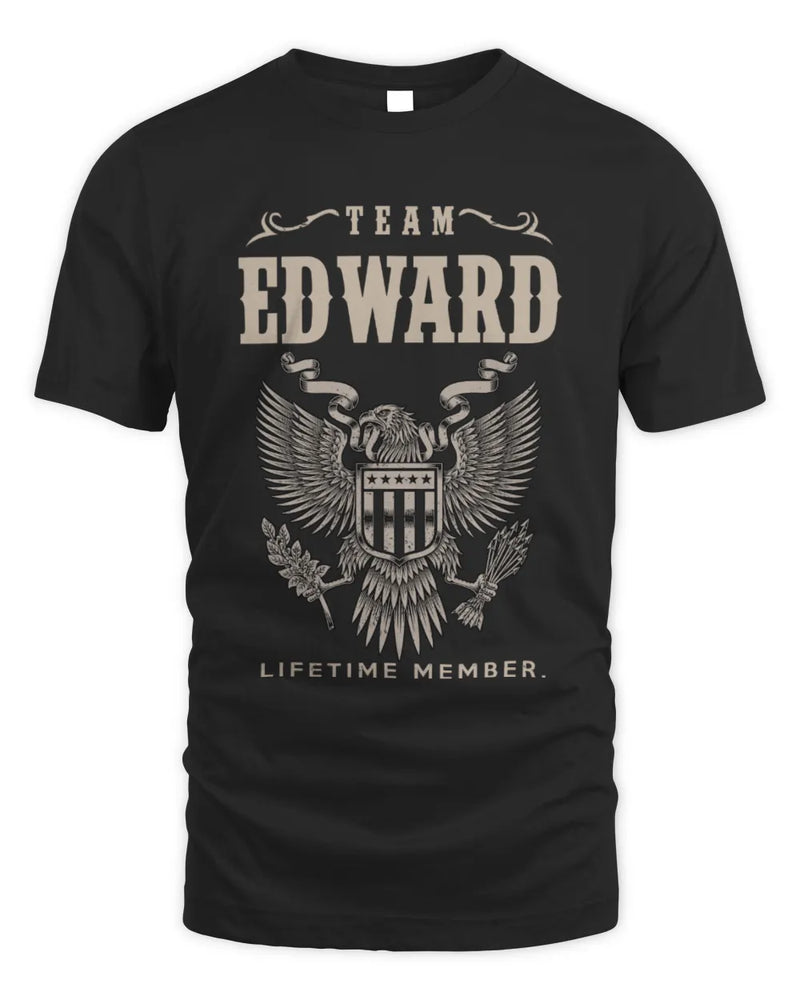 EDWARD TP06-K82 – Personalized Classic Style Apparel “Team NAME Lifetime Member” - Unisex Standard T-Shirt - Black