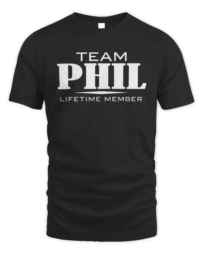 PHIL BL62-K4-128 - Personalized “Team NAME Lifetime Member” - Unisex Standard T-Shirt - Black