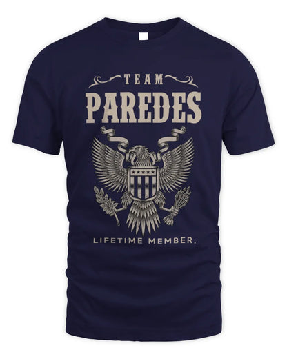 PAREDES TP06-K82 – Personalized Classic Style Apparel “Team NAME Lifetime Member” - Unisex Standard T-Shirt - Navy