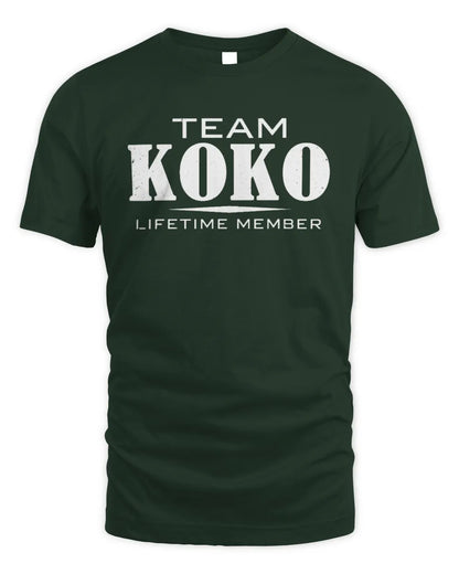 KOKO BL62-K4-128 - Personalized “Team NAME Lifetime Member” - Unisex Standard T-Shirt - Forest Green