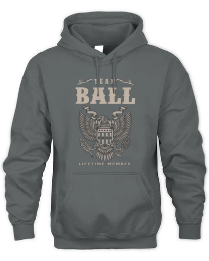 BALL TP06-K82 – Personalized Classic Style Apparel “Team NAME Lifetime Member” - Unisex Hoodie - Charcoal