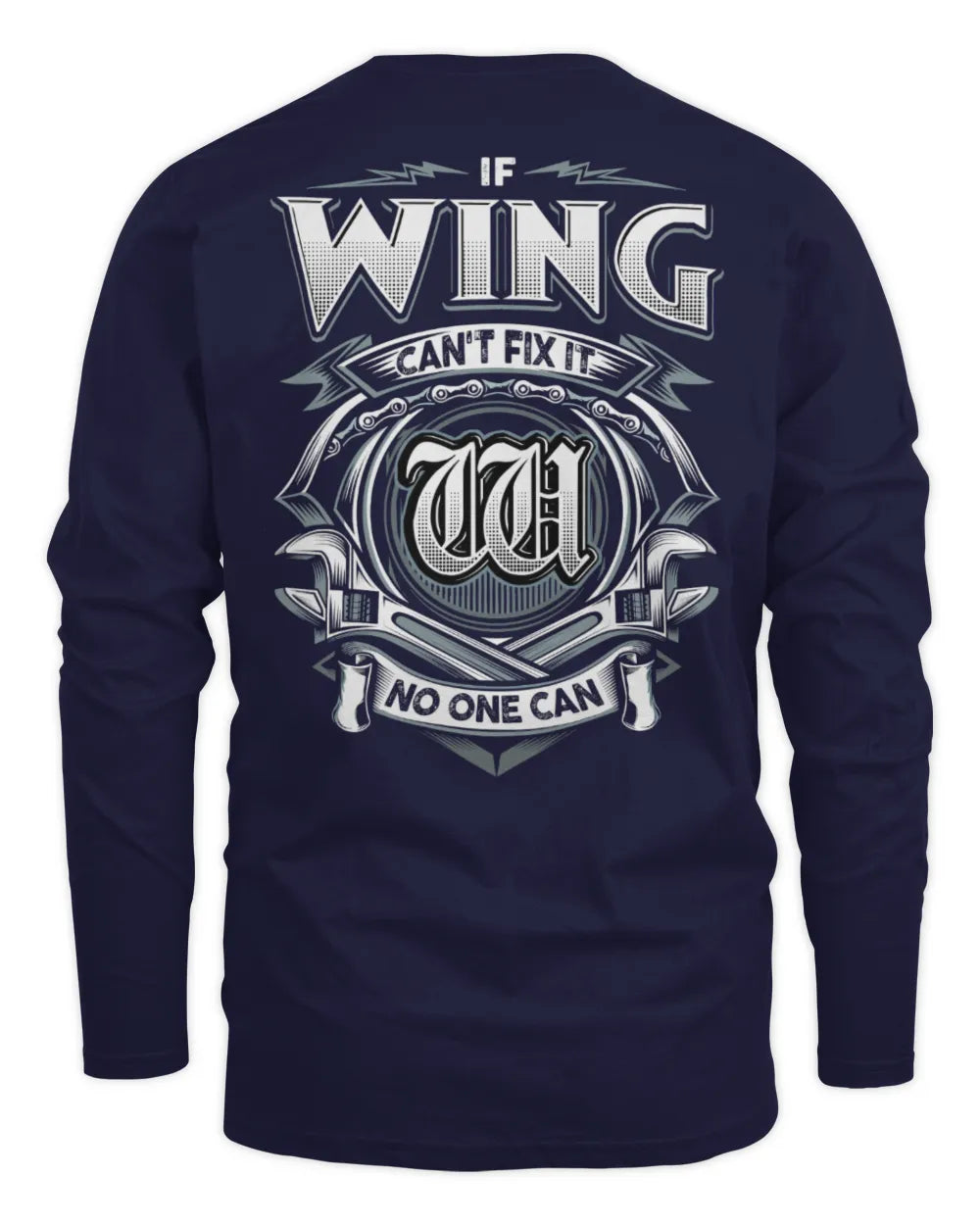 WING AP81-K4-626 - Personalized Ahmed Quote Apparel “If Ahmed Can't Fix It, No One Can” - Men's Long Sleeved T-Shirt - Navy
