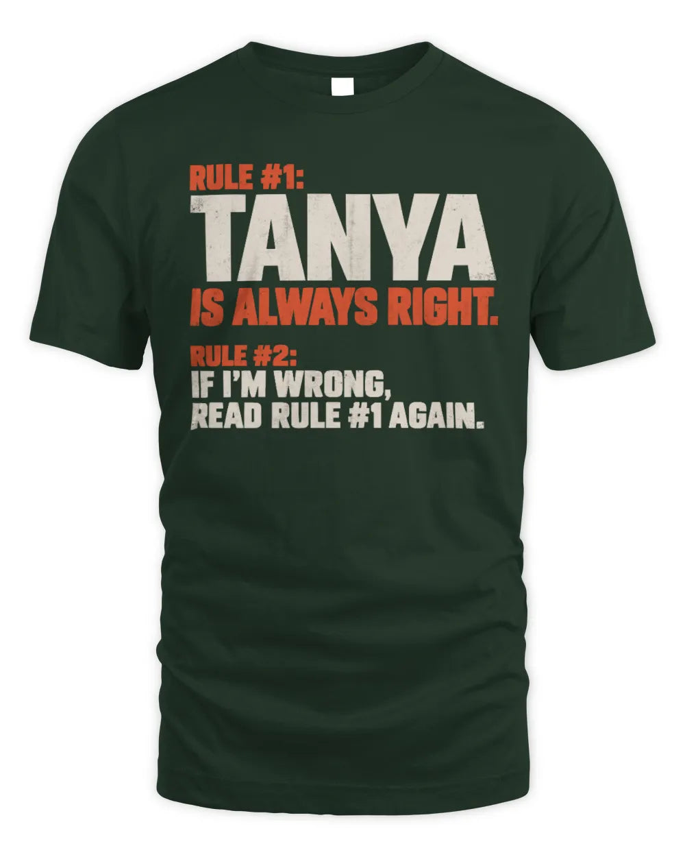 TANYA NP1-H006 
Always Right Personalized Name T-Shirt – Funny Custom Name Shirt - Unisex Standard T-Shirt - Forest Green