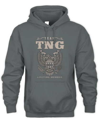 TNG TP06-K82 – Personalized Classic Style Apparel “Team NAME Lifetime Member” - Unisex Hoodie - Charcoal