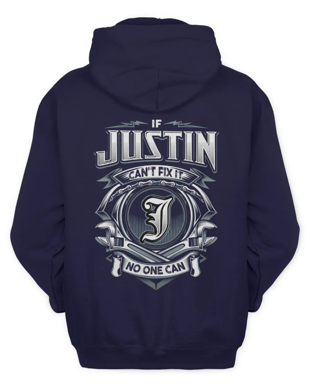 JUSTIN AP81-K4-626 - Personalized Ahmed Quote Apparel “If Ahmed Can't Fix It, No One Can” - Unisex Hoodie - Navy