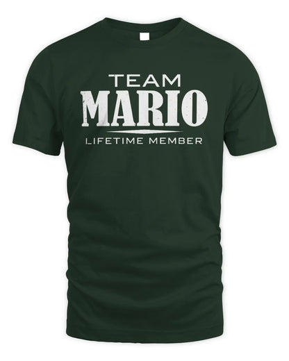 MARIO BL62-K4-128 - Personalized “Team NAME Lifetime Member” - Unisex Standard T-Shirt - Forest Green