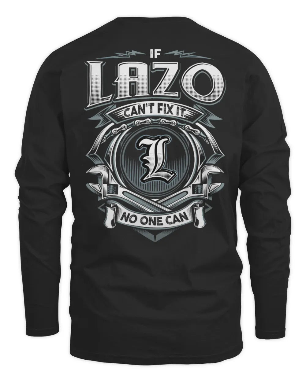 LAZO AP81-K4-626 - Personalized Ahmed Quote Apparel “If Ahmed Can't Fix It, No One Can” - Men's Long Sleeved T-Shirt - Black