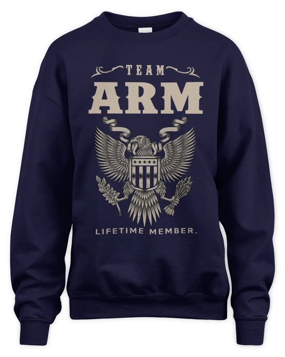 ARM TP06-K82 – Personalized Classic Style Apparel “Team NAME Lifetime Member” - Unisex Sweatshirt - Navy