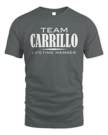 CARRILLO BL62-K4-128 - Personalized “Team NAME Lifetime Member” - Unisex Standard T-Shirt - Charcoal