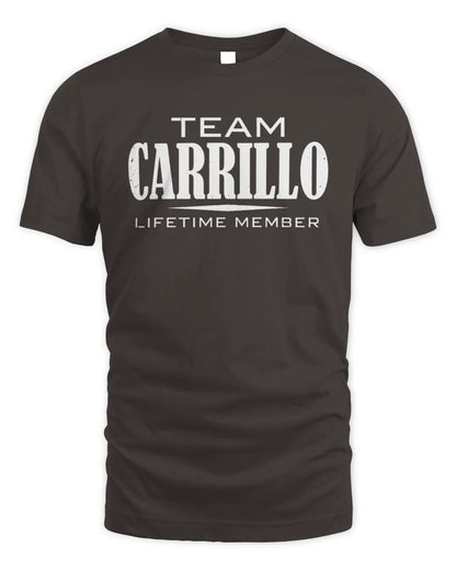 CARRILLO BL62-K4-128 - Personalized “Team NAME Lifetime Member” - Unisex Standard T-Shirt - Dark Chocolate