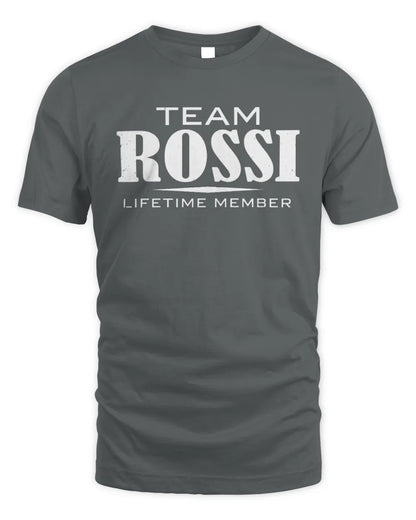 ROSSI BL62-K4-128 - Personalized “Team NAME Lifetime Member” - Unisex Standard T-Shirt - Charcoal