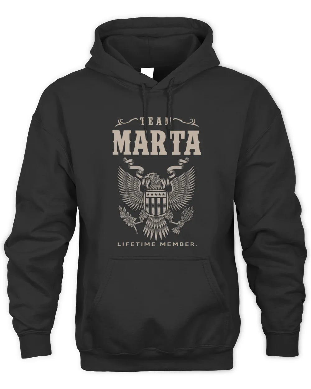 MARTA TP06-K82 – Personalized Classic Style Apparel “Team NAME Lifetime Member” - Unisex Hoodie - Black