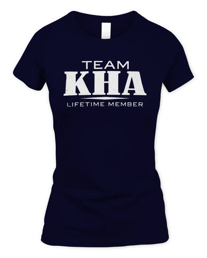 KHA BL62-K4-128 - Personalized “Team NAME Lifetime Member” - Women's Standard T-Shirt - Navy