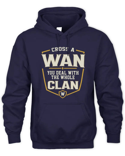 WAN NT1-K008 Cross A/An NAME, You Deal With the Whole Clan | Personalized Vintage T-Shirt - Unisex Hoodie - Navy