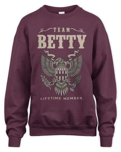 BETTY TP06-K82 – Personalized Classic Style Apparel “Team NAME Lifetime Member” - Unisex Sweatshirt - Maroon