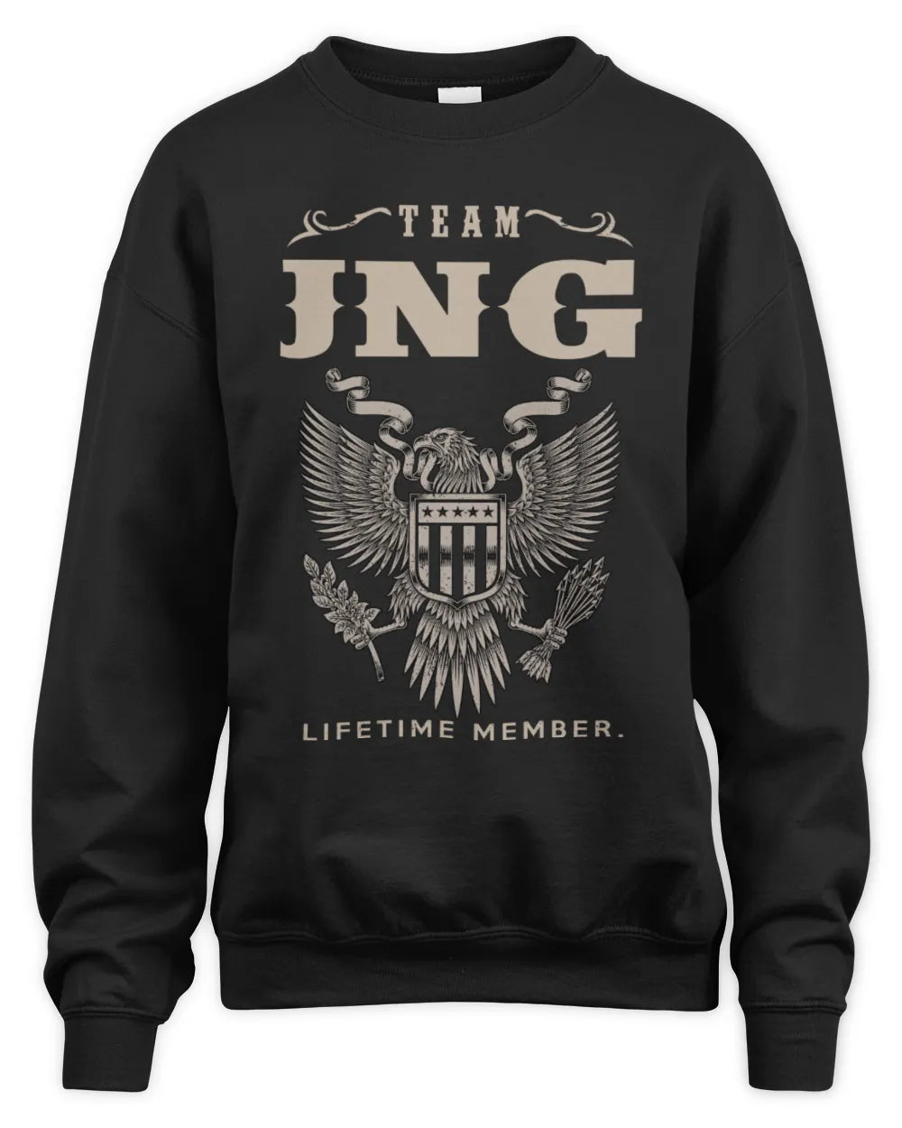 JNG TP06-K82 – Personalized Classic Style Apparel “Team NAME Lifetime Member” - Unisex Sweatshirt - Black