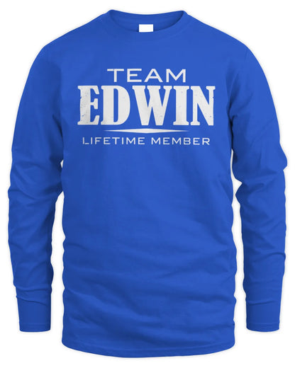 EDWIN BL62-K4-128 - Personalized “Team NAME Lifetime Member” - Men's Long Sleeved T-Shirt - Royal