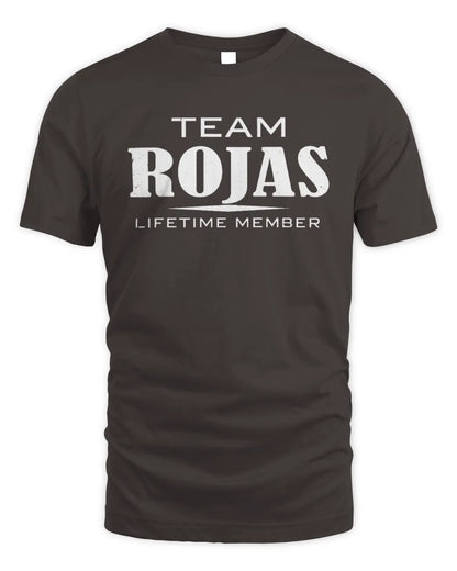 ROJAS BL62-K4-128 - Personalized “Team NAME Lifetime Member” - Unisex Standard T-Shirt - Dark Chocolate