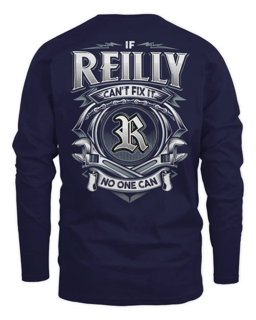 REILLY AP81-K4-626 - Personalized Ahmed Quote Apparel “If Ahmed Can't Fix It, No One Can” - Men's Long Sleeved T-Shirt - Navy