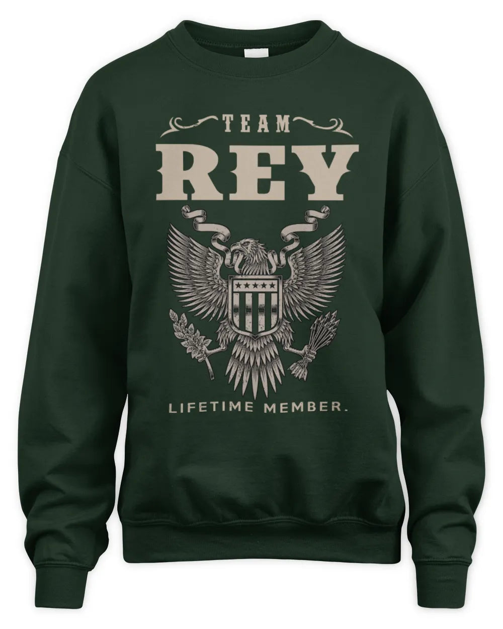 REY TP06-K82 – Personalized Classic Style Apparel “Team NAME Lifetime Member” - Unisex Sweatshirt - Forest Green