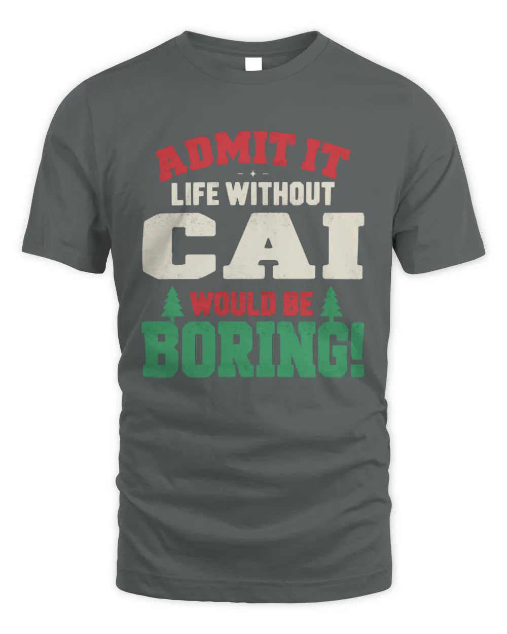CAI P5 TH08 Christmas T-Shirt – “Life Without NAME Would Be Boring” - Unisex Standard T-Shirt - Charcoal