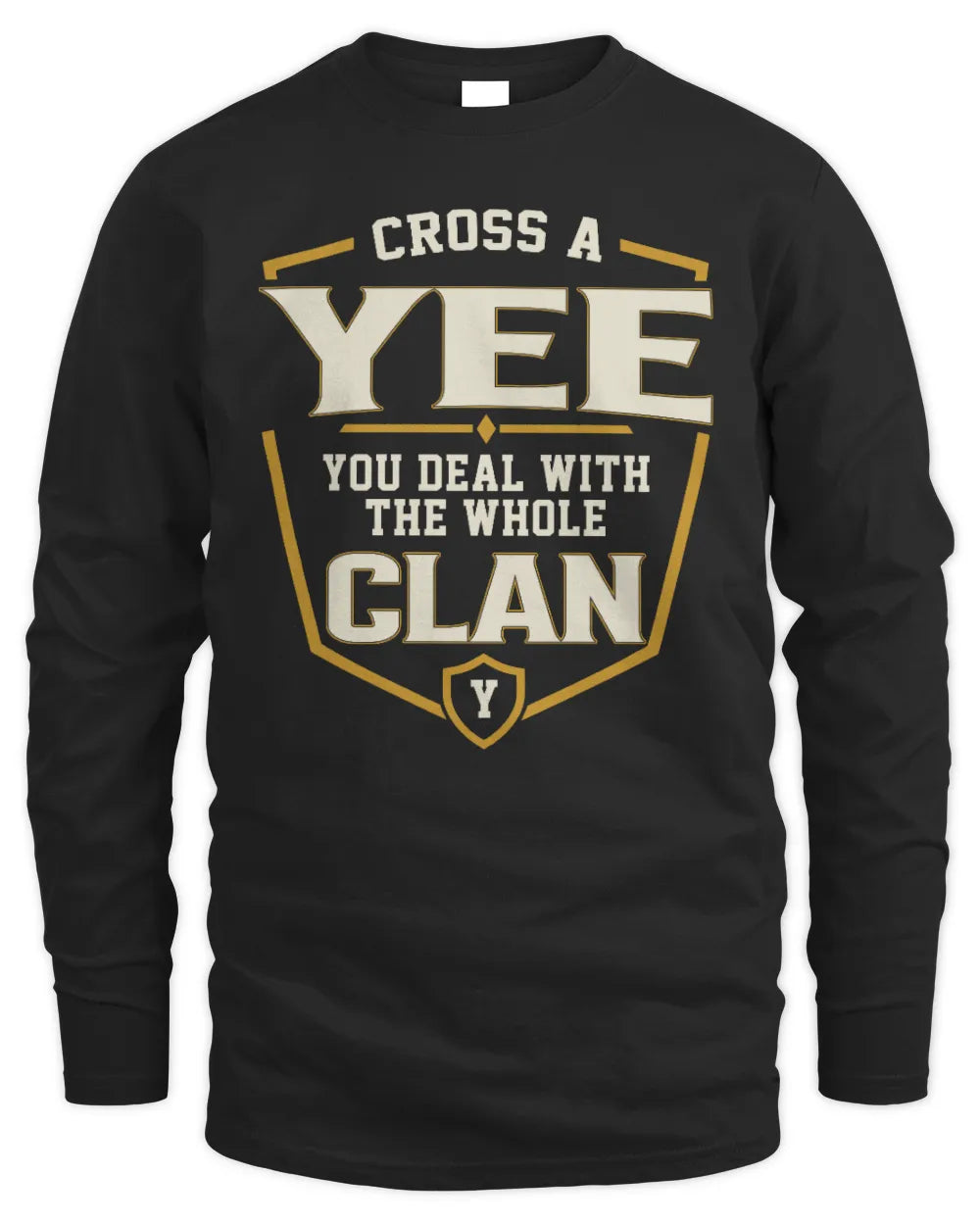 YEE NT1-K008 Cross A/An NAME, You Deal With the Whole Clan | Personalized Vintage T-Shirt - Men's Long Sleeved T-Shirt - Black
