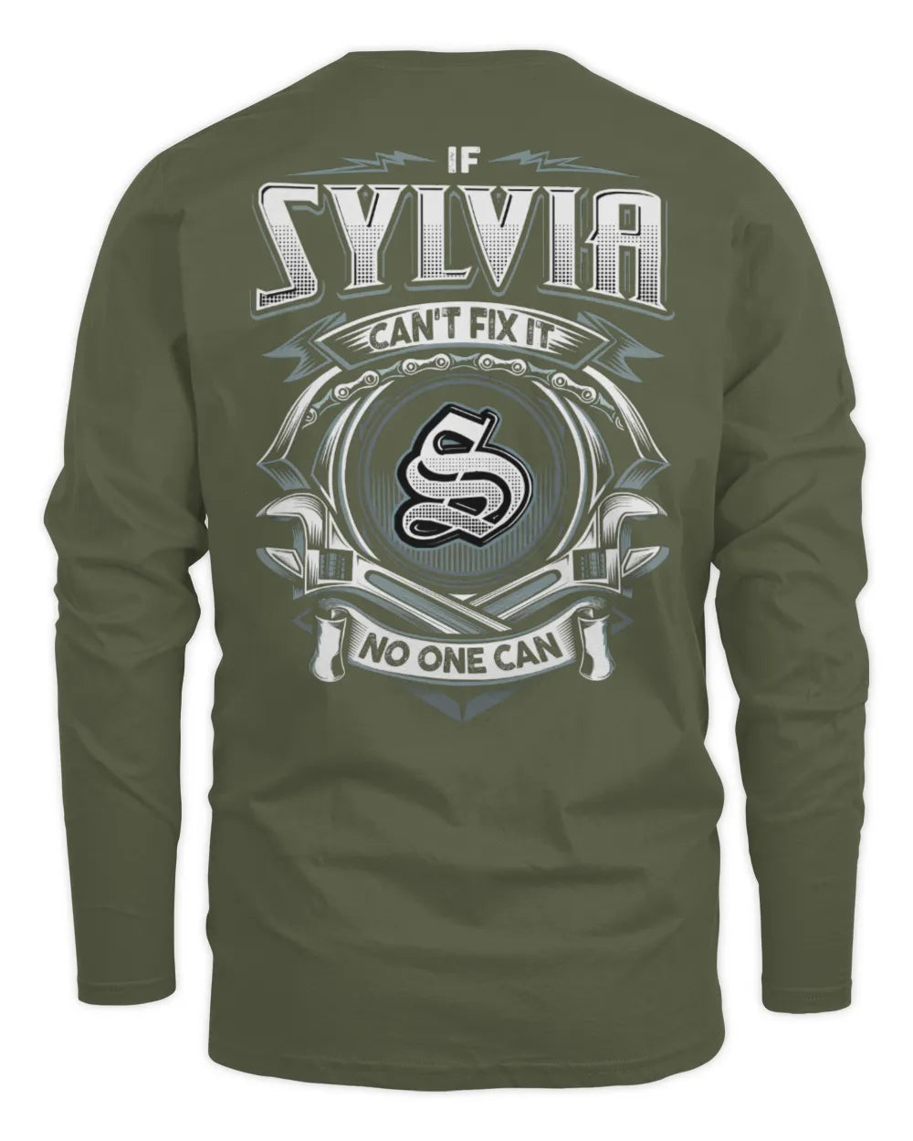 SYLVIA AP81-K4-626 - Personalized Ahmed Quote Apparel “If Ahmed Can't Fix It, No One Can” - Men's Long Sleeved T-Shirt - Military Green