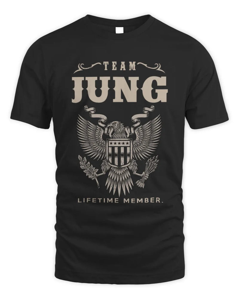 JUNG TP06-K82 – Personalized Classic Style Apparel “Team NAME Lifetime Member” - Unisex Standard T-Shirt - Black